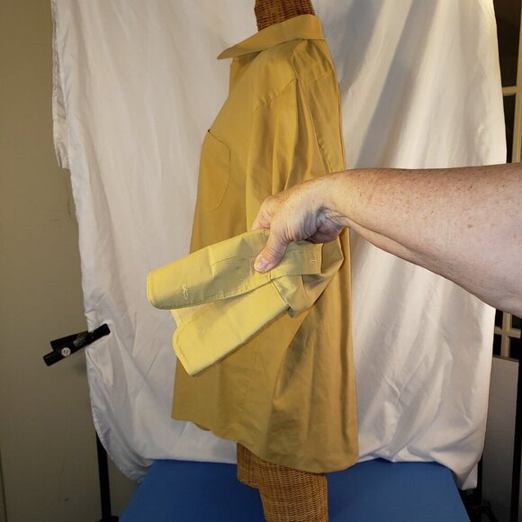 Lucasini brand men's 300 series dress shirt in Mustard - 17-1/2  34/35 - Picture 3 of 4